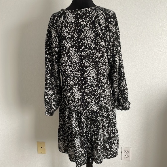 Zara Tie Front Keyhole Micro Disty Floral Black & White Mini Dress 0036 - Picture 6 of 8